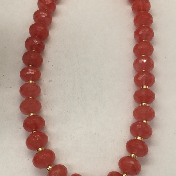 Strawberry Quartz Faceted Chunky Bead Necklace - Picture 2 of 4